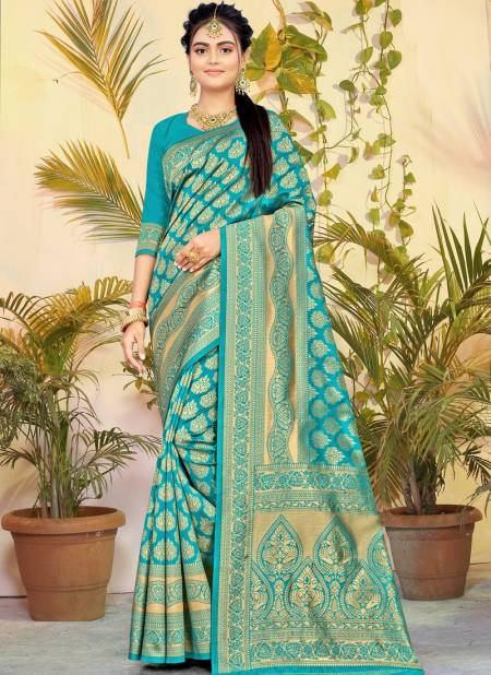 Firozi Colour Santraj New Exclusive Wear Heavy Silk Saree Collection 2021